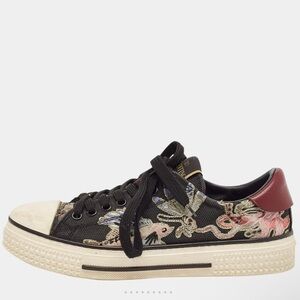 Valentino Multicolor Leather and Canvas Camubutterfly Lace Up Sneakers size 37